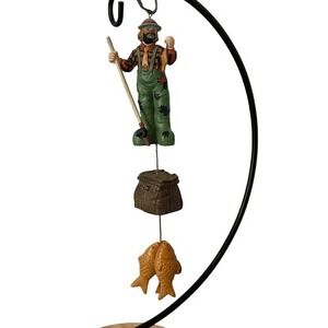 Vintage Style Fisherman Clown Hanging Ornament Mobile with Creel and‎ Fish